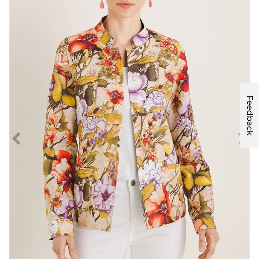 Chicos Reversible Colorful Floral Jacket